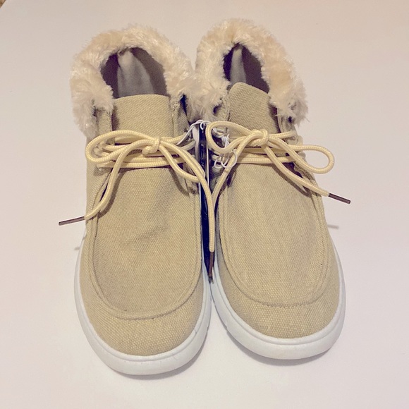 Orly CoXist Tan Canva Faux Fur Ankle Boots - Picture 1 of 8